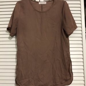 Khaki Chiffon Like Top Size Small